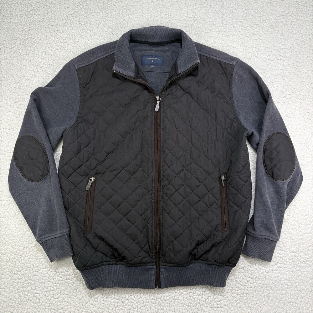 Tony Montana Mens Quilted Lined Full Zip Sweatshirt Jacket XXL Elbow Pads
